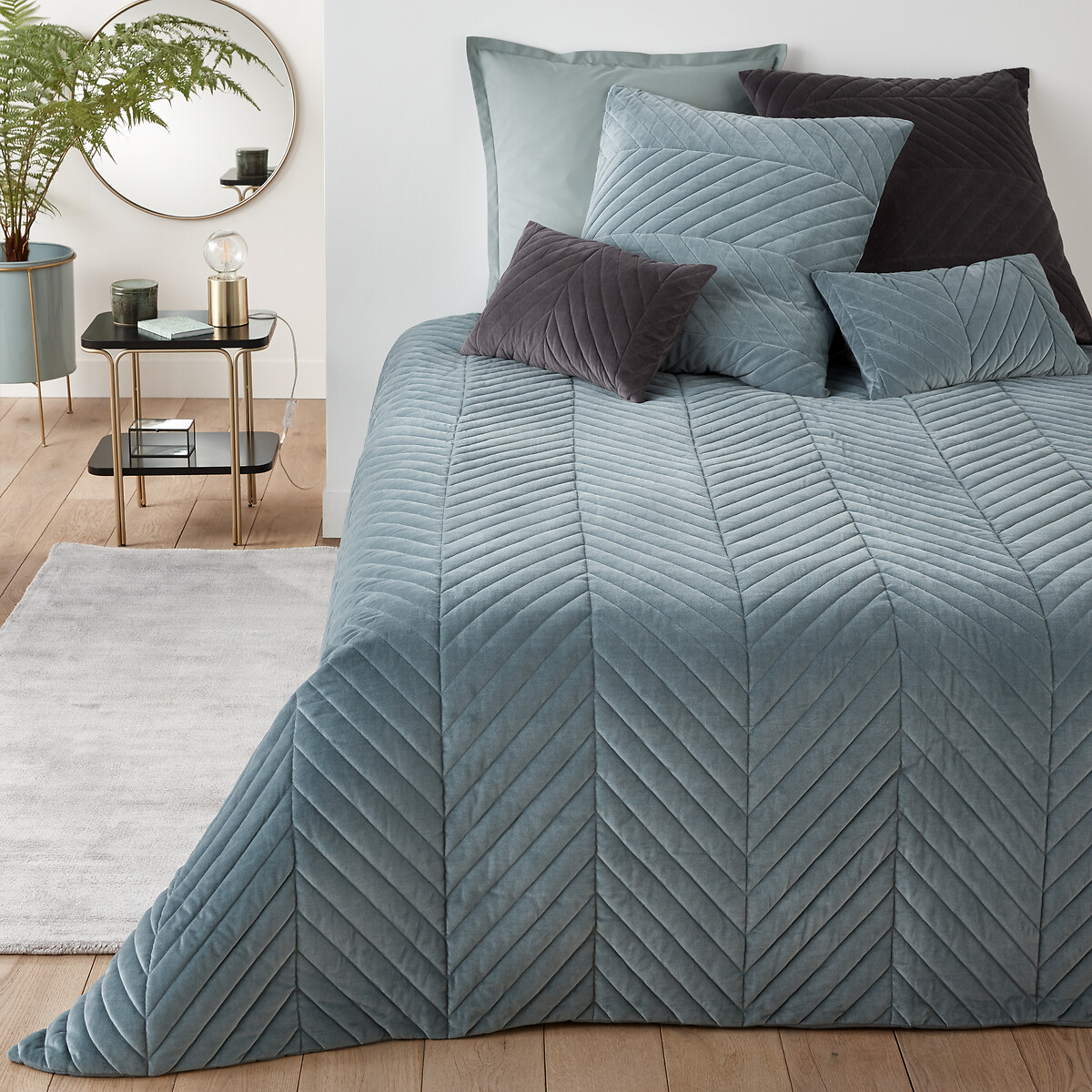 Housse de coussin velours matelassée, Milano céladon, LA REDOUTE INTERIEURS