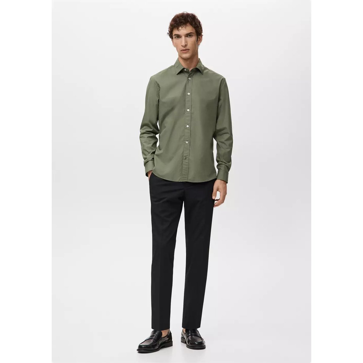 Chemise 100 % coton regular-fit kaki, MANGO MAN
