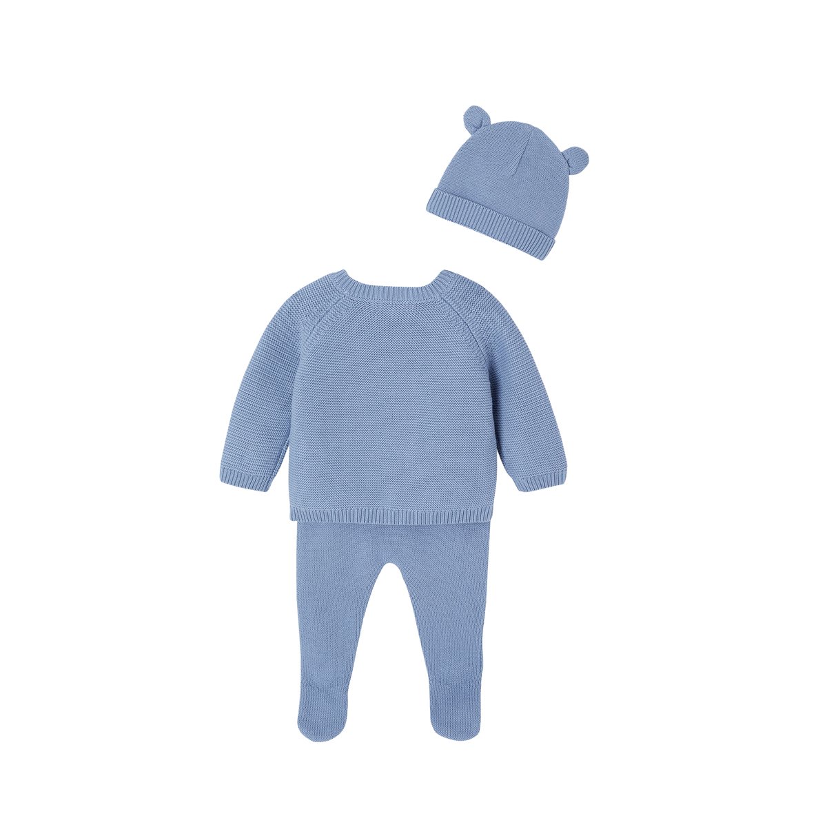 Ensemble naissance en tricot bleu glacier, ENVIE DE FRAISE