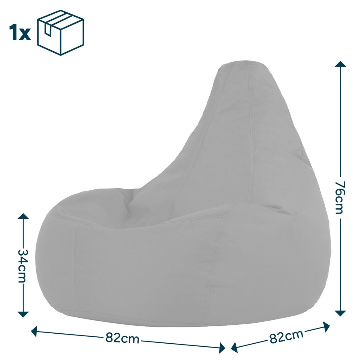 Pouf inclinable à dossier haut pour usage intérieur et extérieur Oeko-Tex® bleu marine, VEEVA