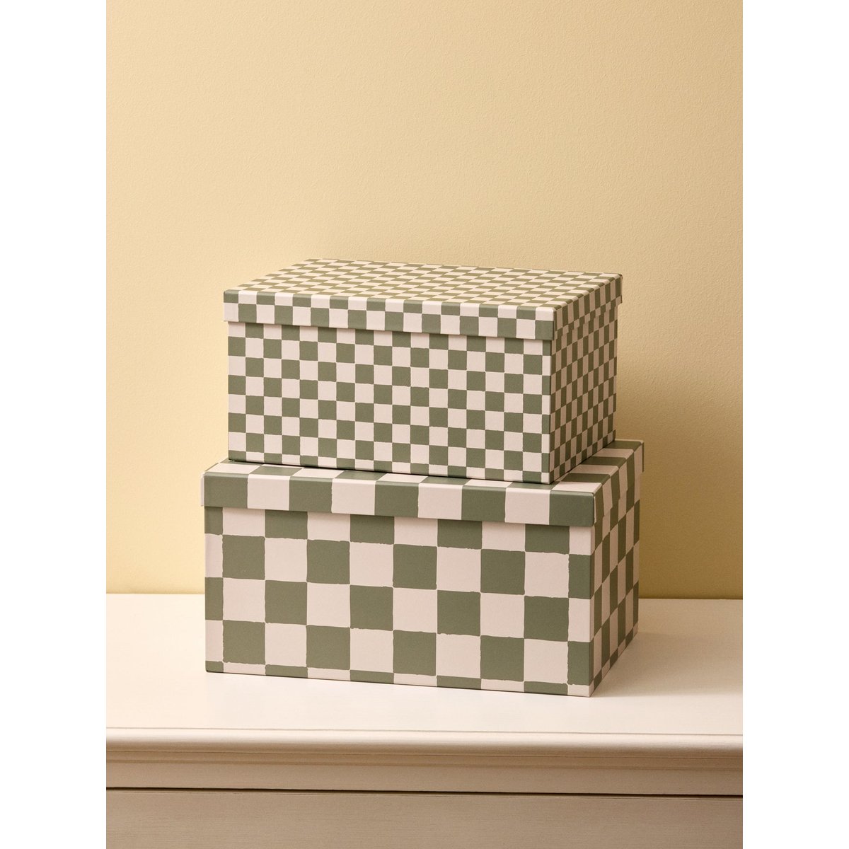Boîte gigogne damier par lot de 2 vert, CYRILLUS