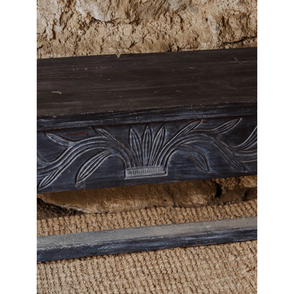 Banc coffre en bois noir Antoine N°401 - Bon état noir, DEBONGOUT