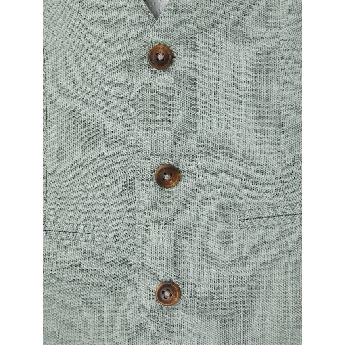 Veste sans manches de cérémonie en coton/ lin vert sauge, VERTBAUDET
