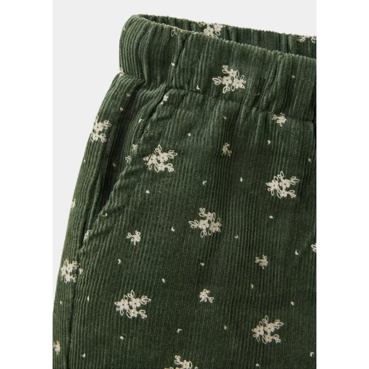 Pantalon en drap imprimé à fleurs kaki, MANGO BABY