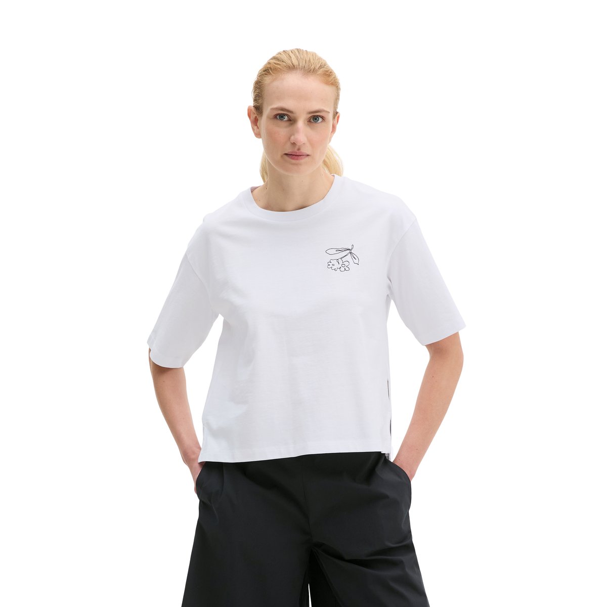 Sweat-shirt oversized boxy en single jersey doux blanc, MARC O'POLO