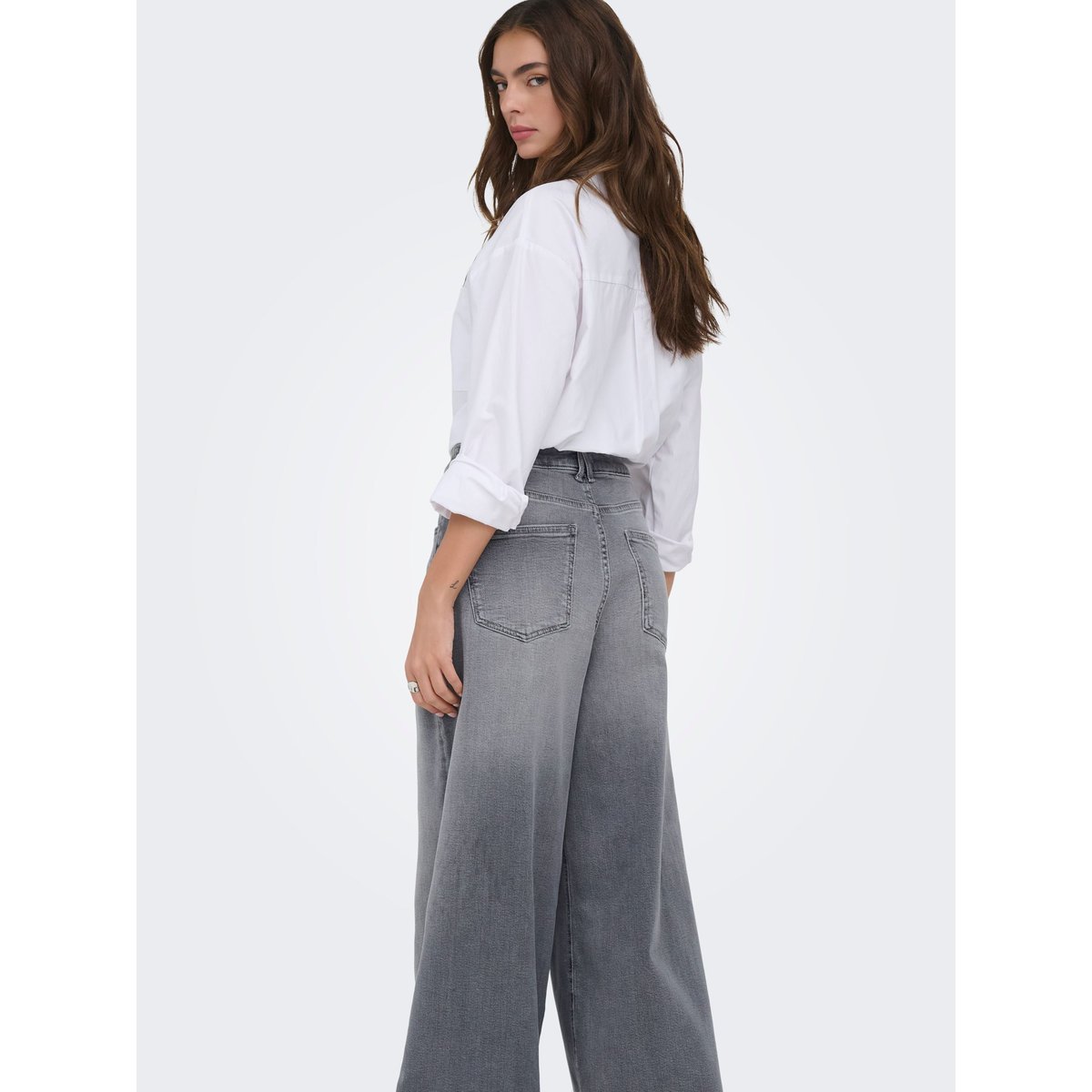 Jean À Jambe Large light grey denim, ONLY