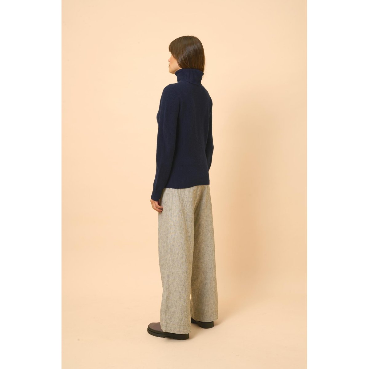 Pull Col Roulé Navy Billy bleu foncé, JUST CASHMERE