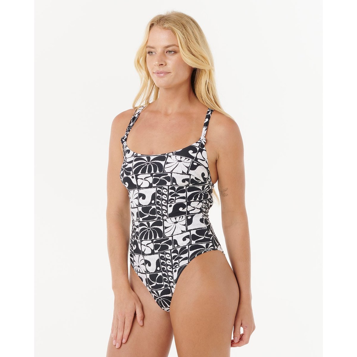 Maillot de bain une pièce SEARCH noir délavé, RIP CURL