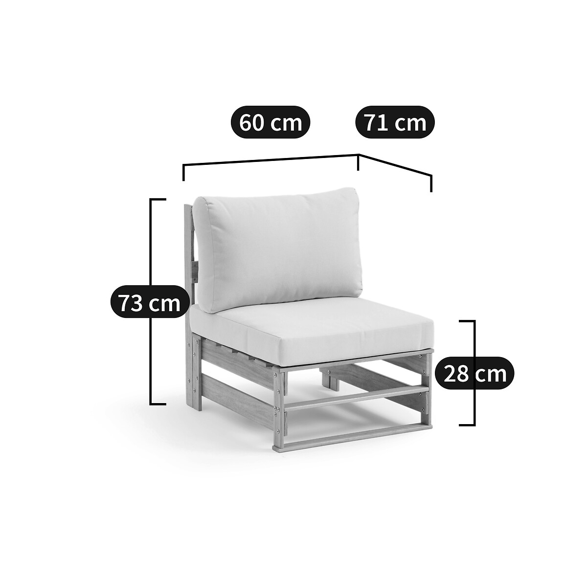 Fauteuil de jardin en acacia, Pavia acacia, LA REDOUTE INTERIEURS