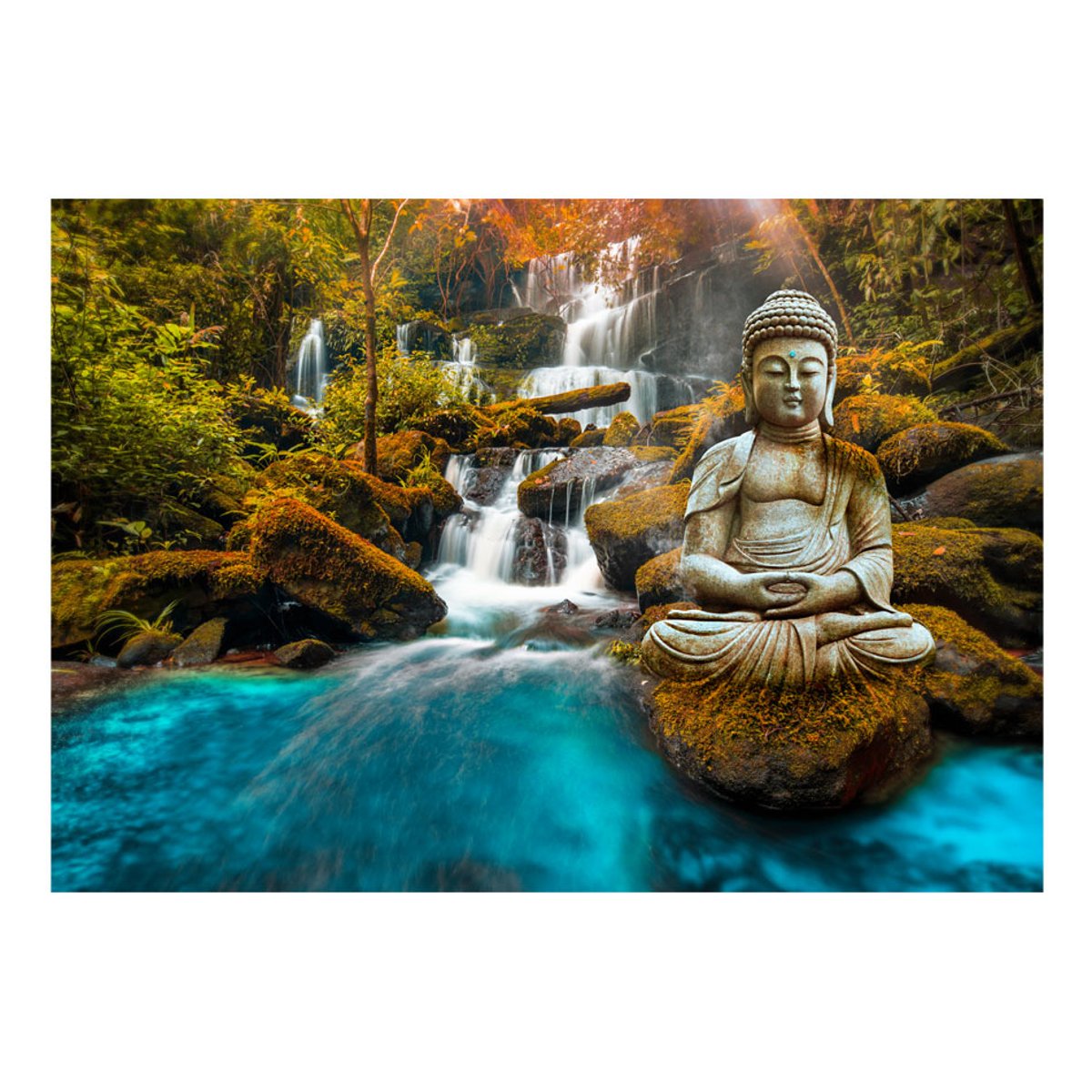 Papier peint intissé panoramique Orient Oasis of the Soul bleu, EDEN