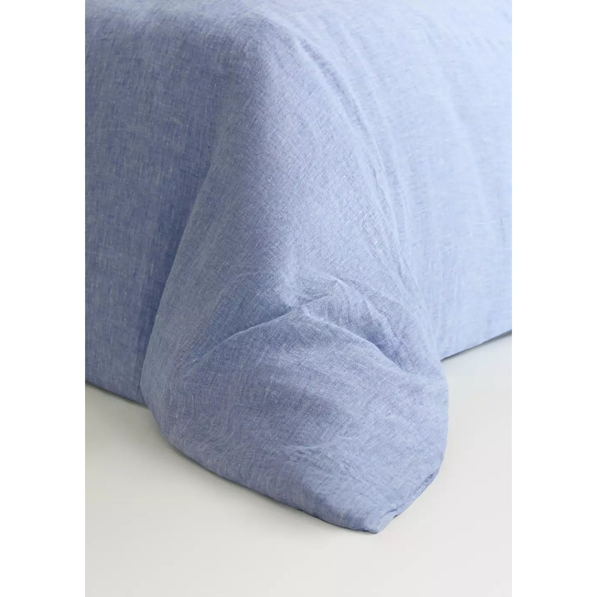Housse de couette lin fil teinté Lit 90 cm bleu, MANGO HOME