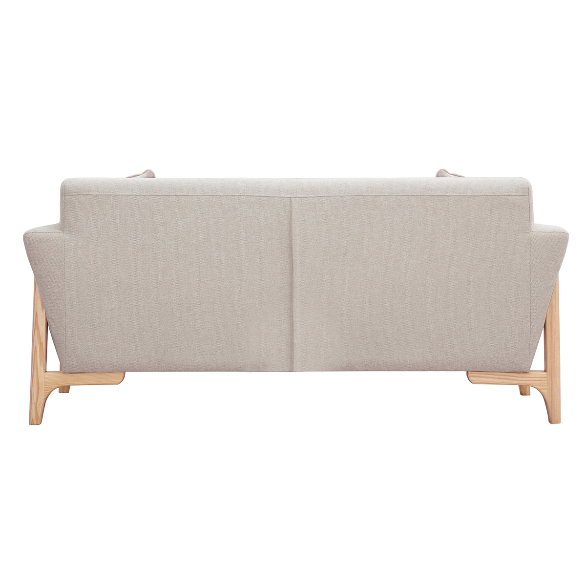 Canapé scandinave 2 places en tissu effet velours texturé beige et bois clair ASAKO beige, MILIBOO