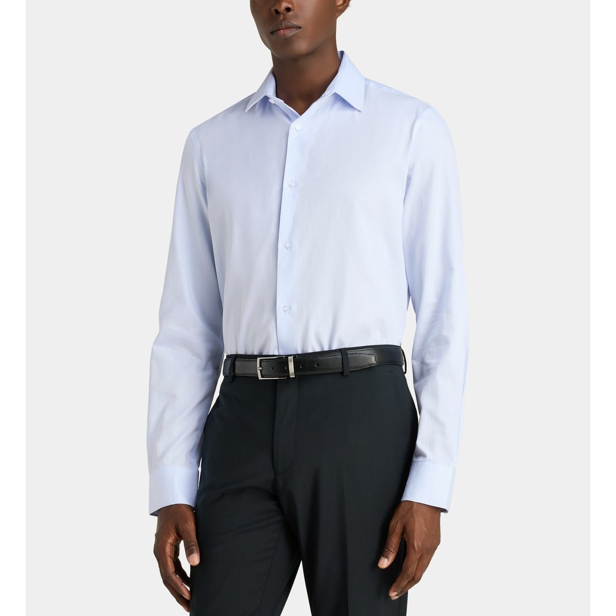Chemise droite hsrtax sans repassage en coton bleu clair, GALERIES LAFAYETTE