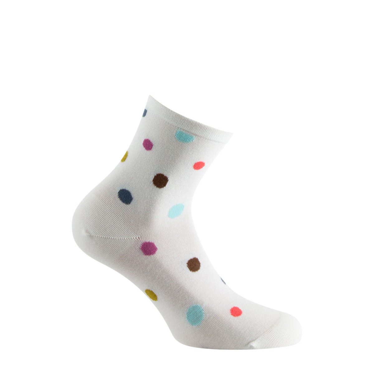 Coffret de 2 paires de socquettes Femme Fantaisie Coton majoritaire blanc rose, KINDY