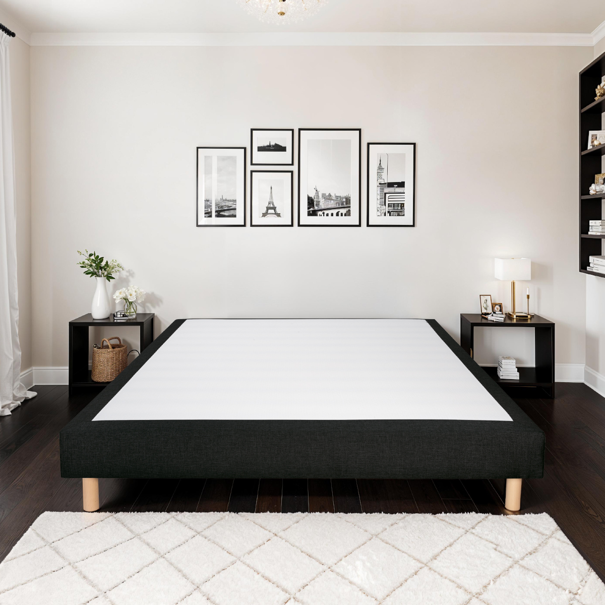 Sommier tapissier Tissu SISAL noir, BELLECOUR