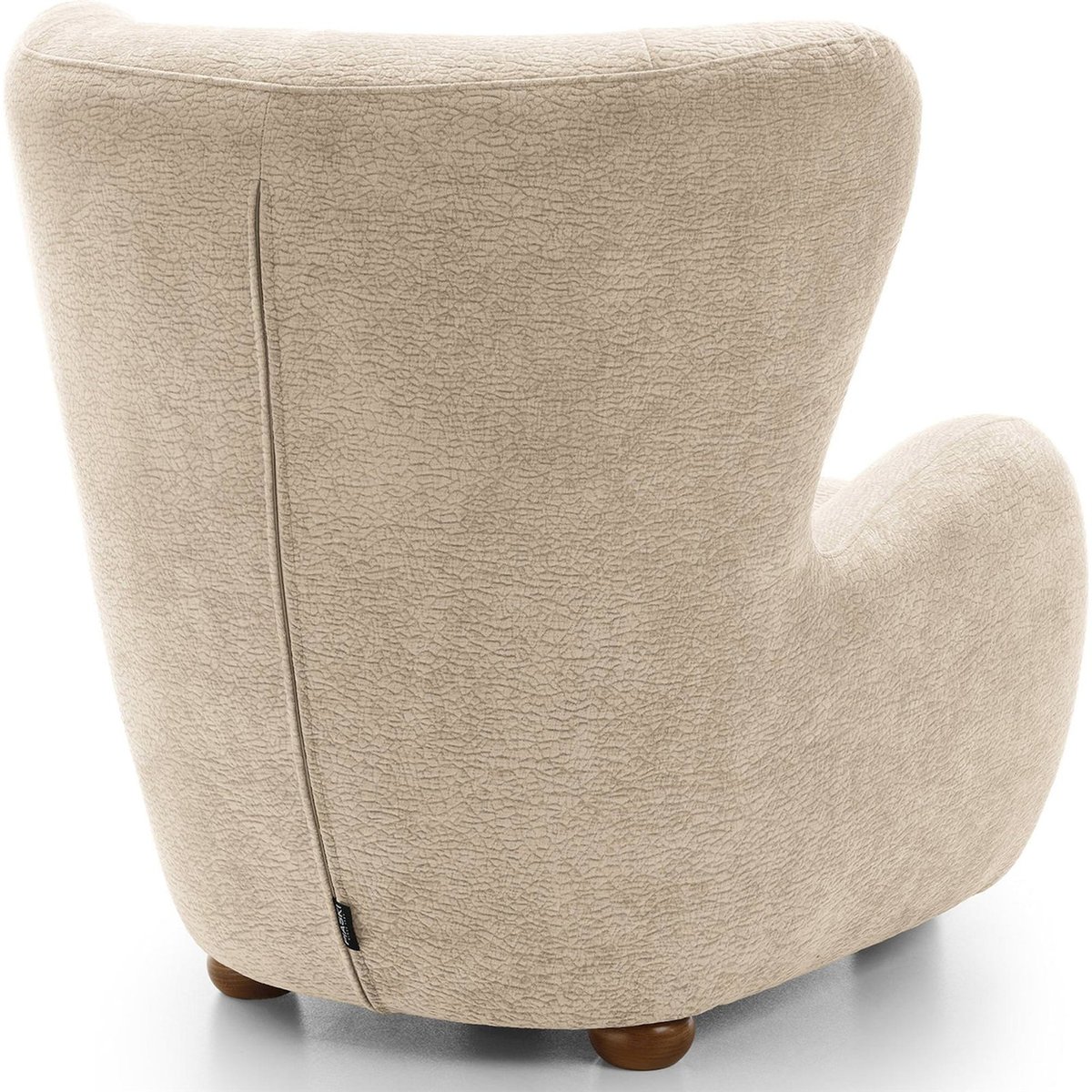 Fauteuil cabriolet enveloppant en bouclette beige chenille, RECOLLECTION