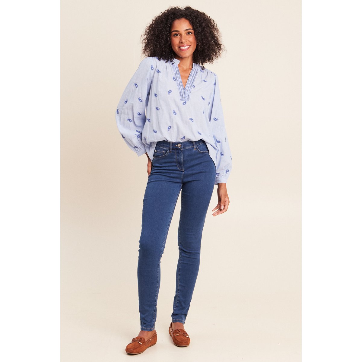 Blouse ample manches longues fluide bleu, BREAL