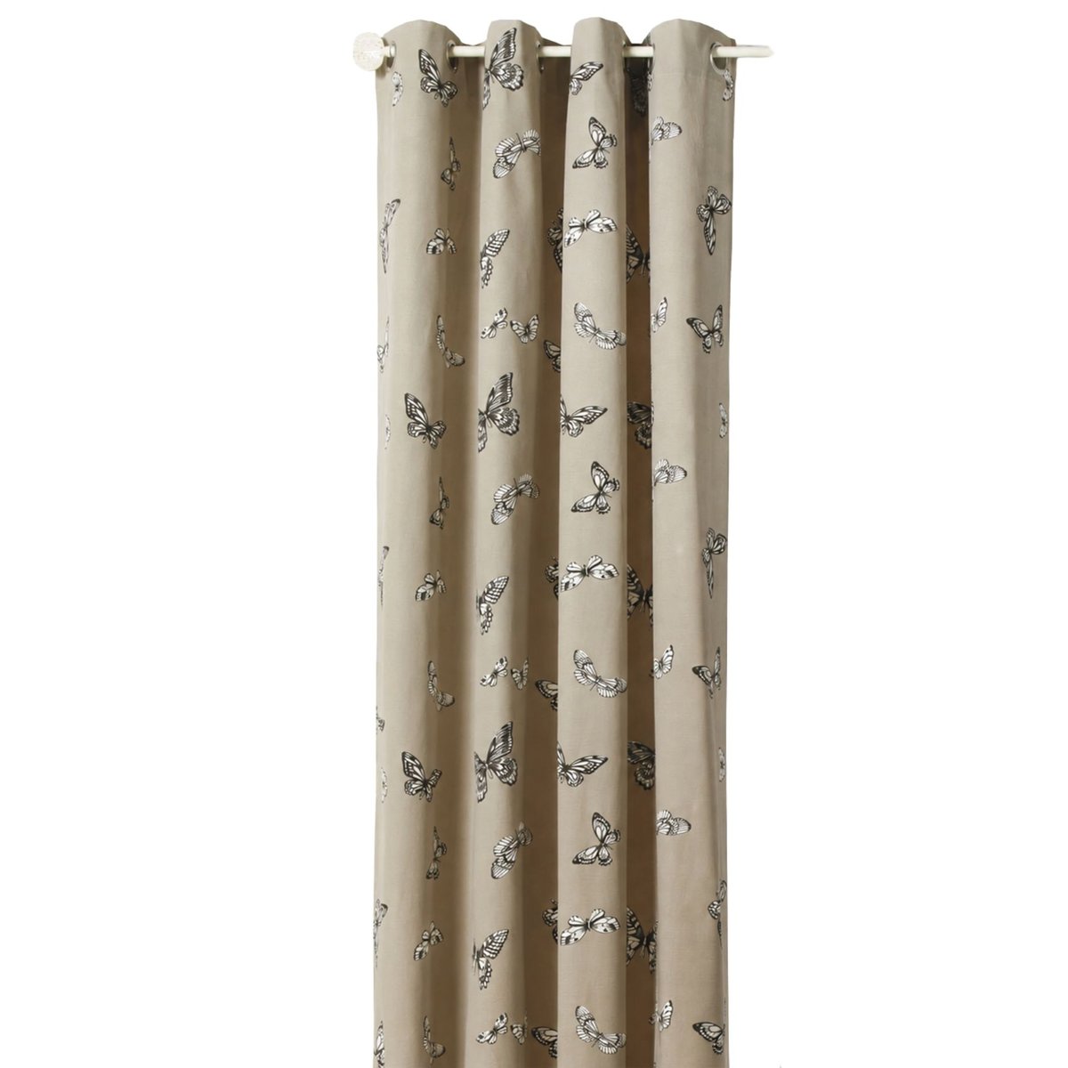 Rideau jacquard imprimés de papillons beige, HOME MAISON