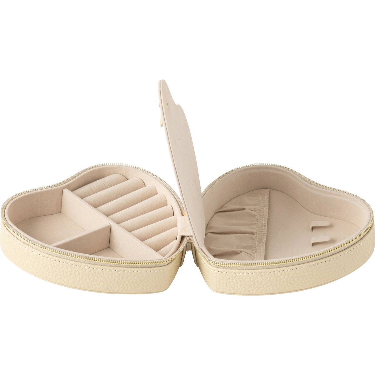 Boîte à bijoux cœur zippée beige, RECOLLECTION