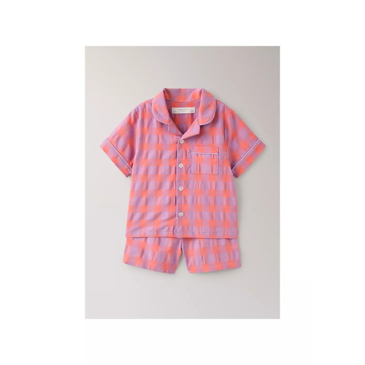 Pyjama enfant deux pièces à carreaux colorés lilas, MANGO HOME