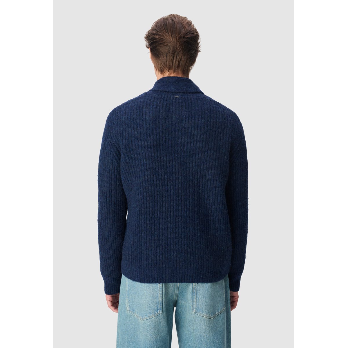 Pull col châle tricot bleu marine, IKKS