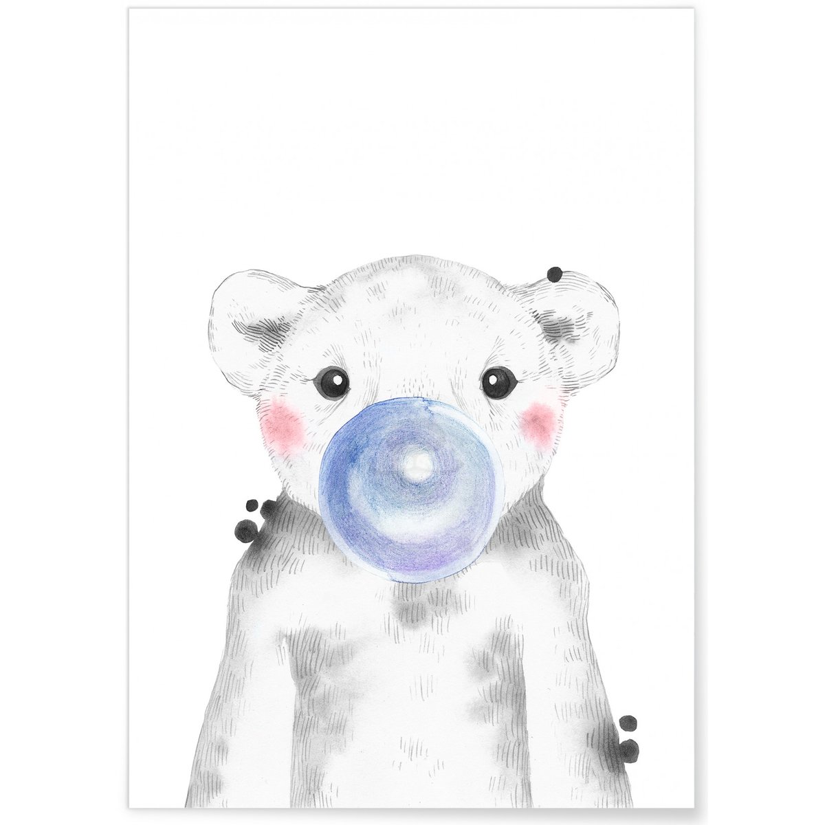 Affiche Bulle d'Ourson Bleue blanc, L'AFFICHERIE