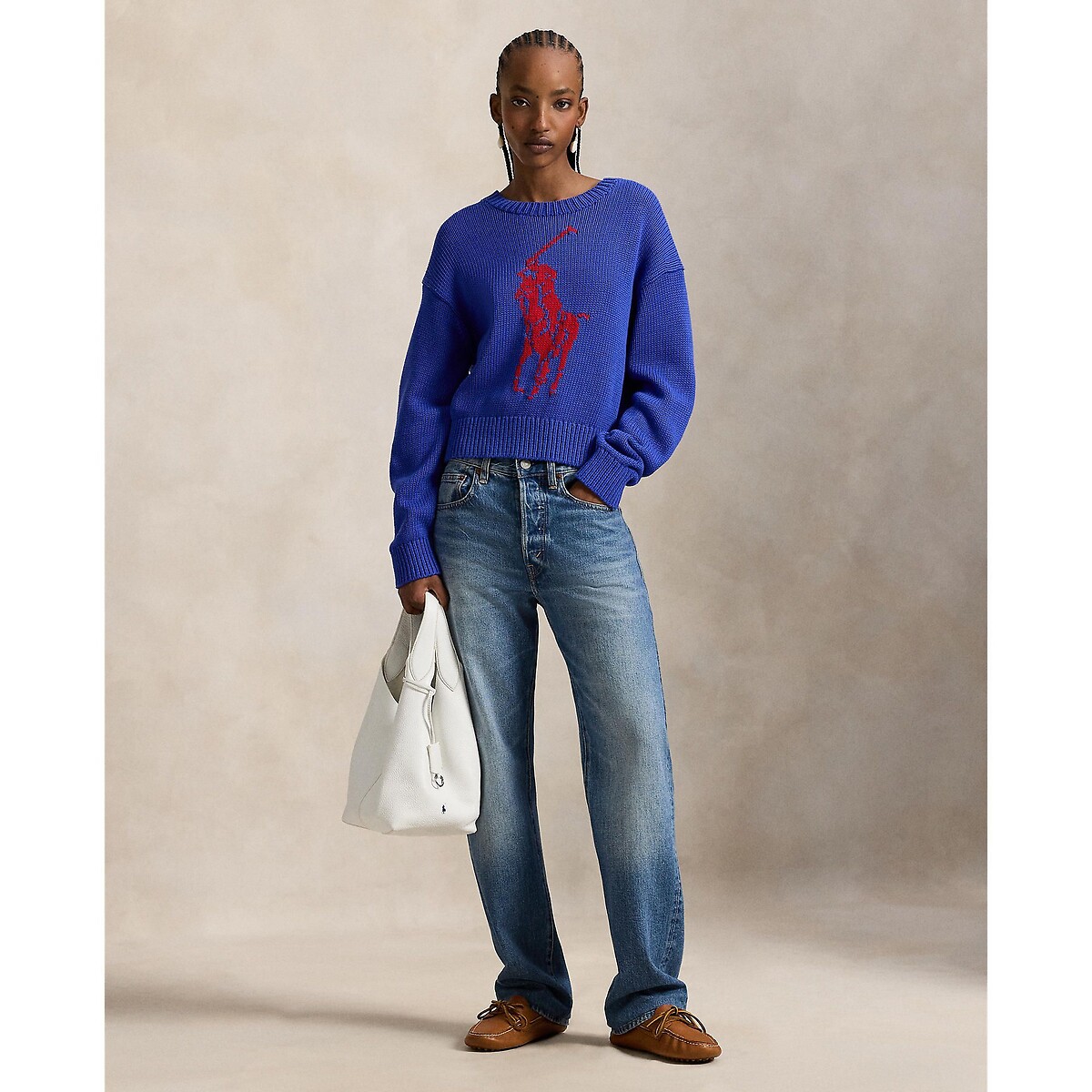 Pull à col rond, à manches longues, avec logo devant bleu royal, POLO RALPH LAUREN
