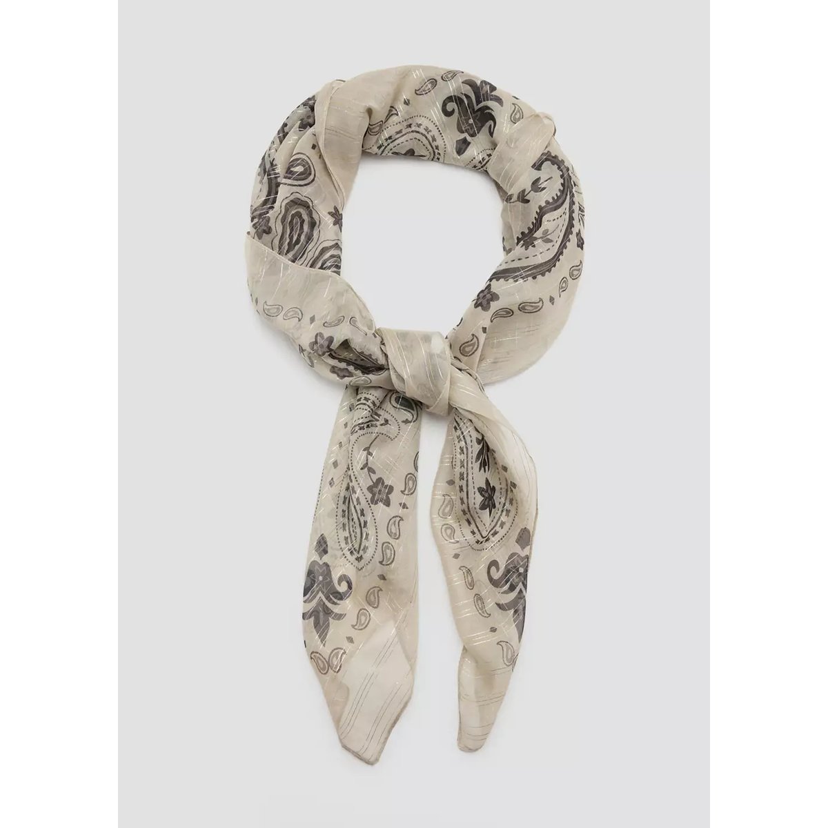 Foulard imprimé avec détail fil textile gris, MANGO