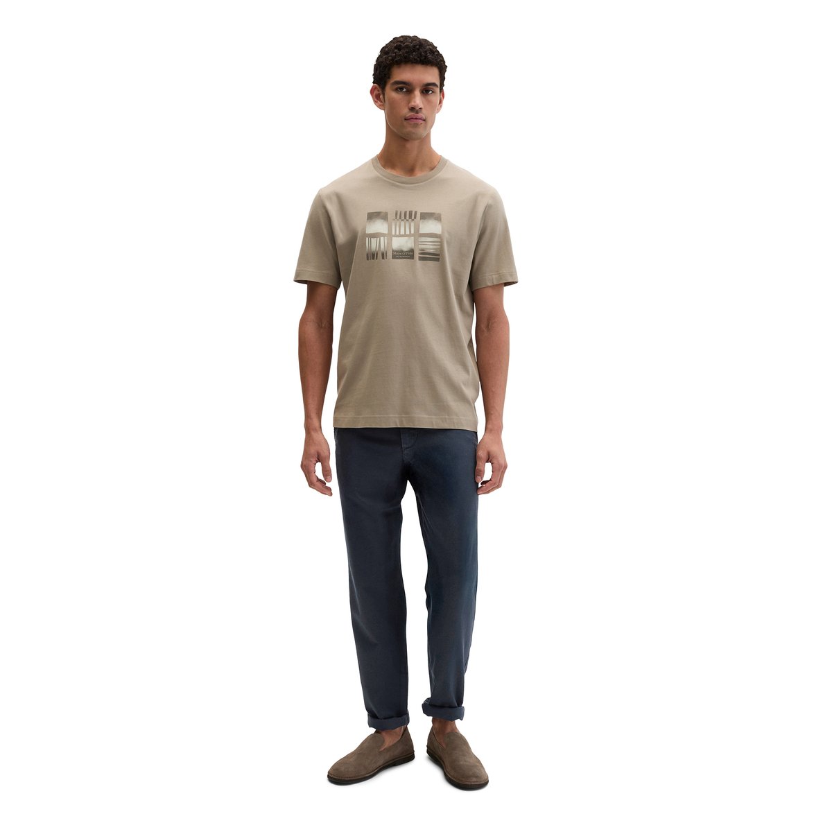 T-shirt regular en pur coton bio beige, MARC O'POLO