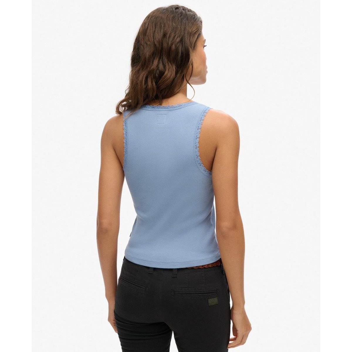 Débardeur avec liseré en dentelle Athletic Essentials bleu marée, SUPERDRY