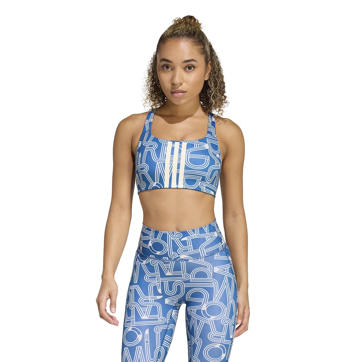 Brassière de sport FARM RIO imprimé bleu, adidas Performance