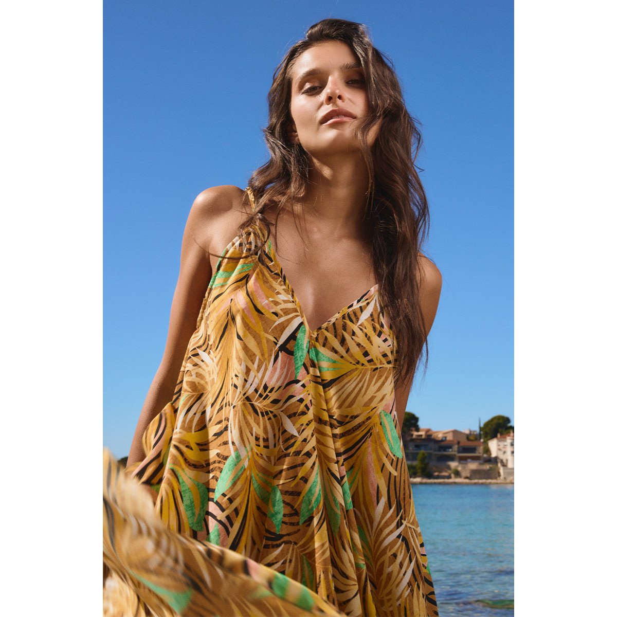 Longue robe fluide, imprimée yellow claudia, MOLLY BRACKEN