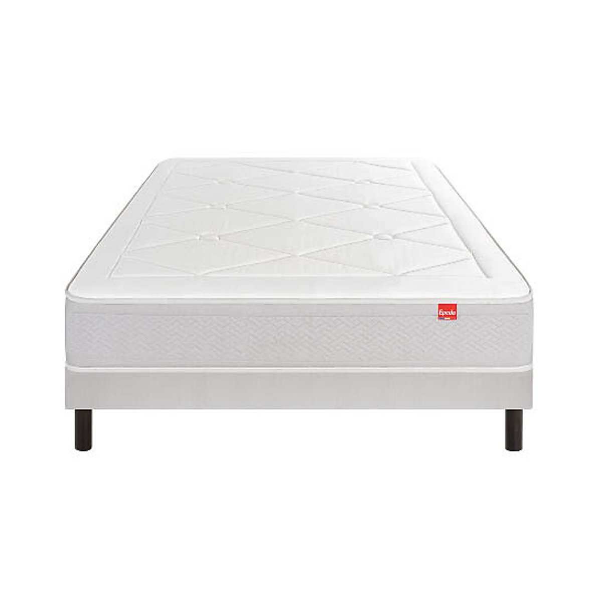 Ensemble matelas ressorts L'Échappée + sommier blanc/gris souris, EPEDA