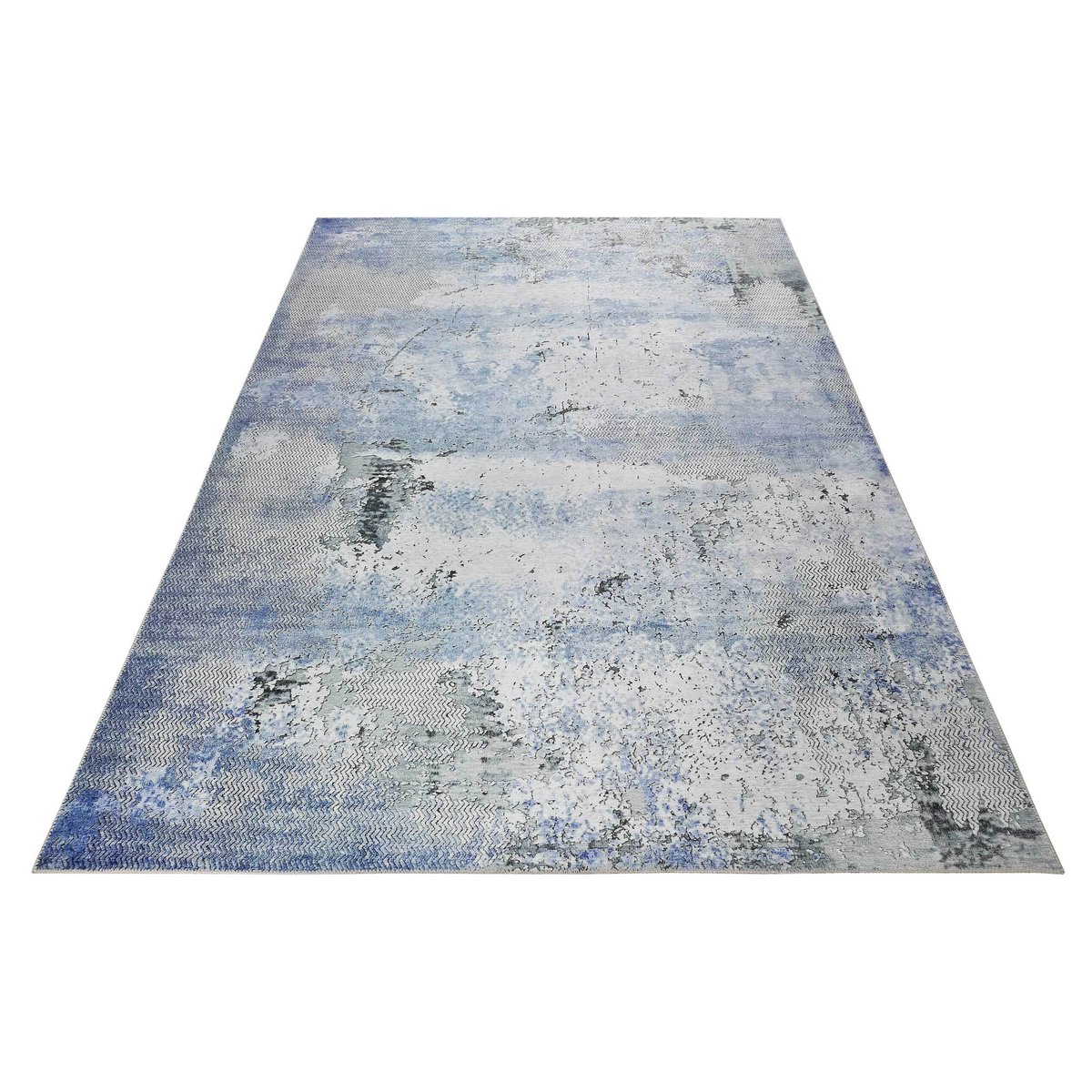 Tapis plat inspiration vintage , RADIATE gris et bleu, WECON HOME