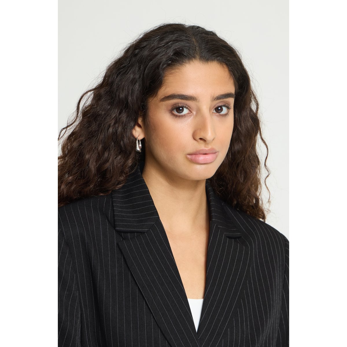 Blazer noir blanc black/birch pinstripe, ICHI