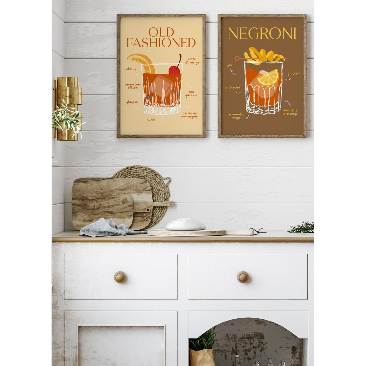 Affiche Cocktail Old Fashioned 2 blanc, L'AFFICHERIE