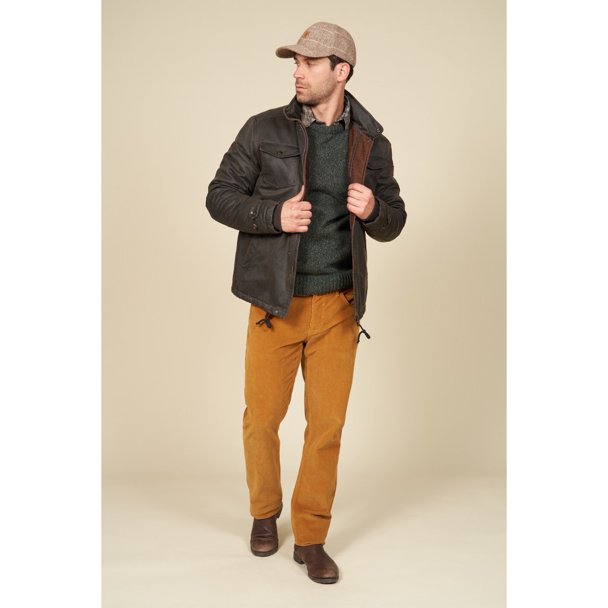 Pantalon 5 poches velours côtelé ocre, MCS
