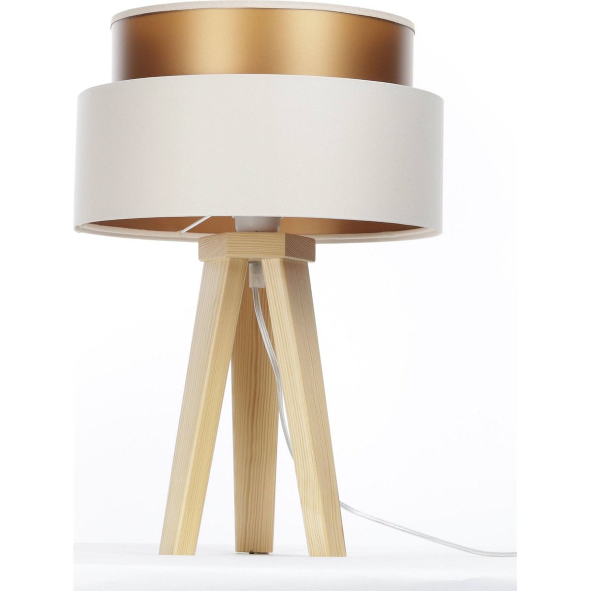 Lampe à poser en satin, DUO ELLEGANT crème satin et cuivre mat, BPS KONCEPT