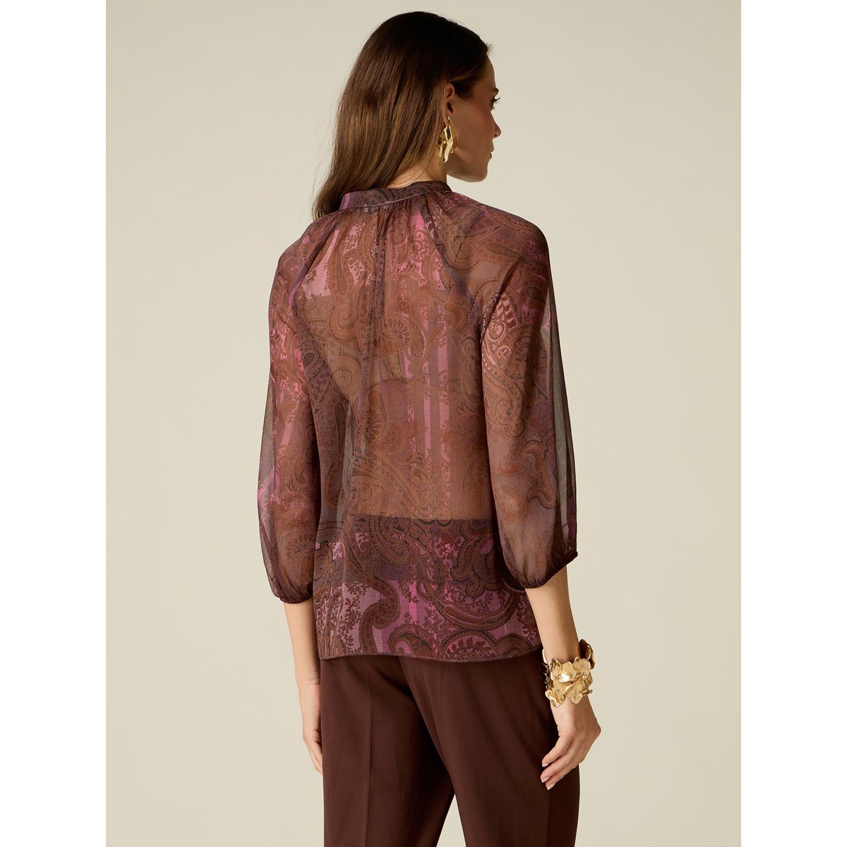 Chemise fantaisie. marron, OLTRE