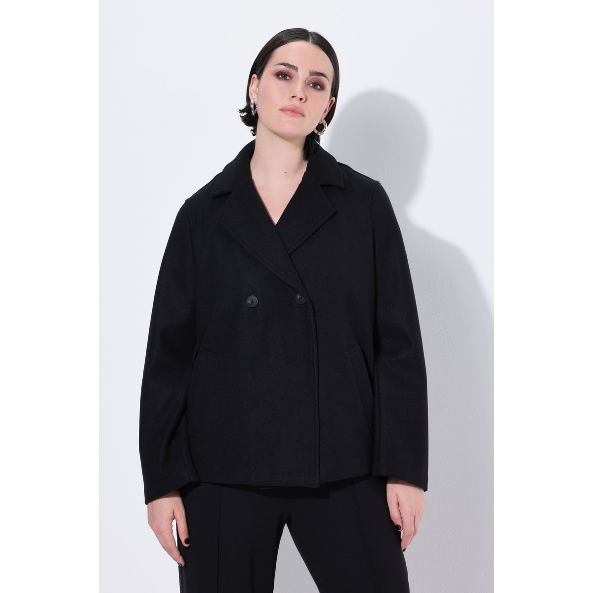 Veste caban à col revers et double patte noir, ULLA POPKEN