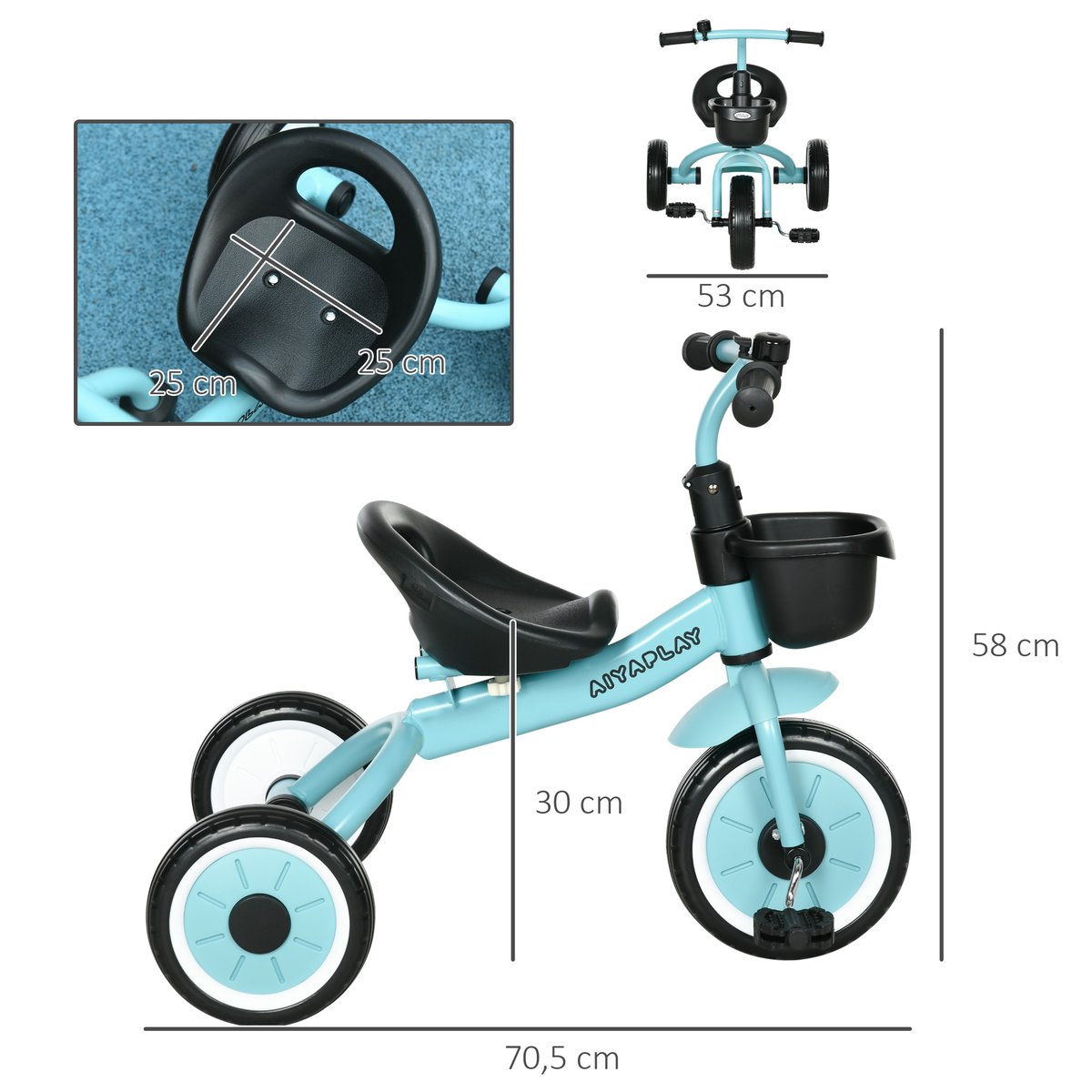 Tricycle pour enfants Métal Bleu bleu, noir, AIYAPLAY