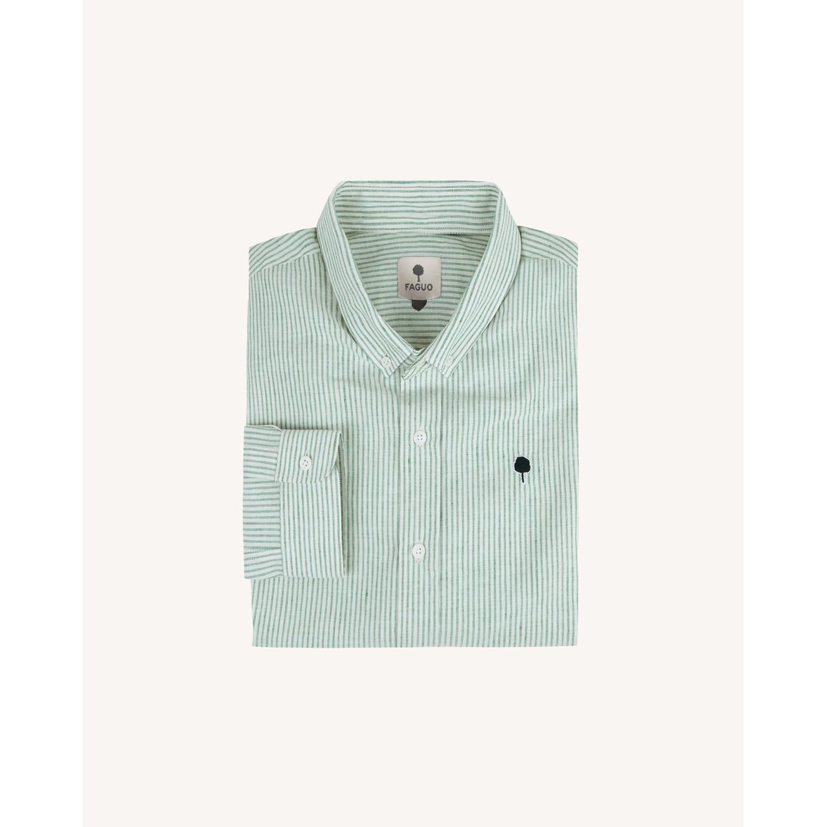 Chemise IVOY vert foncé et écru, FAGUO