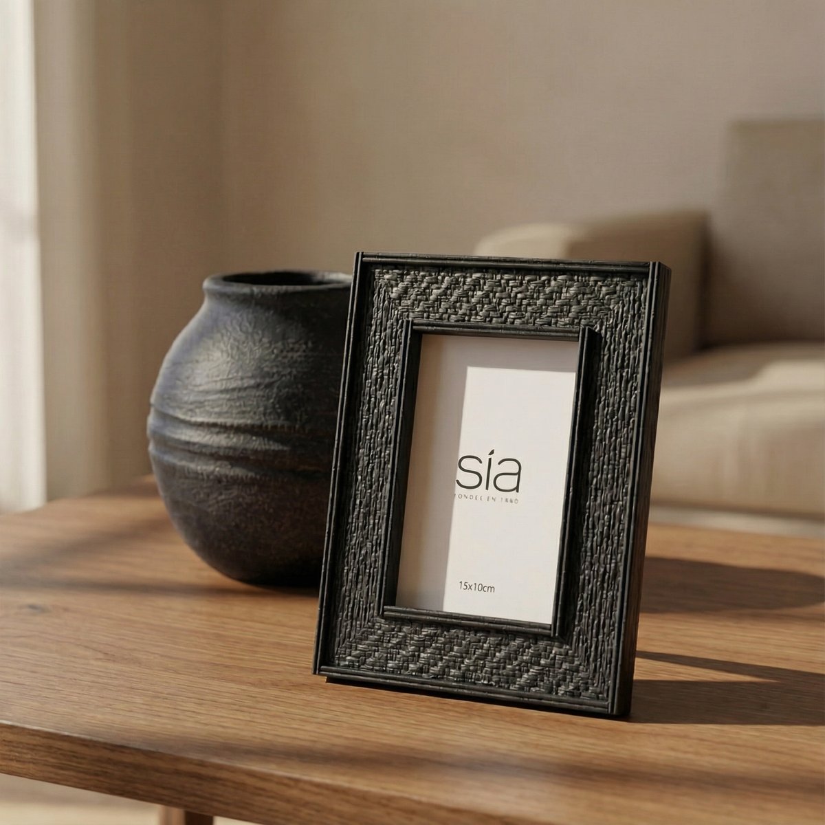 Cadre photo en pin H22 CANOPY noir, SIA DECO