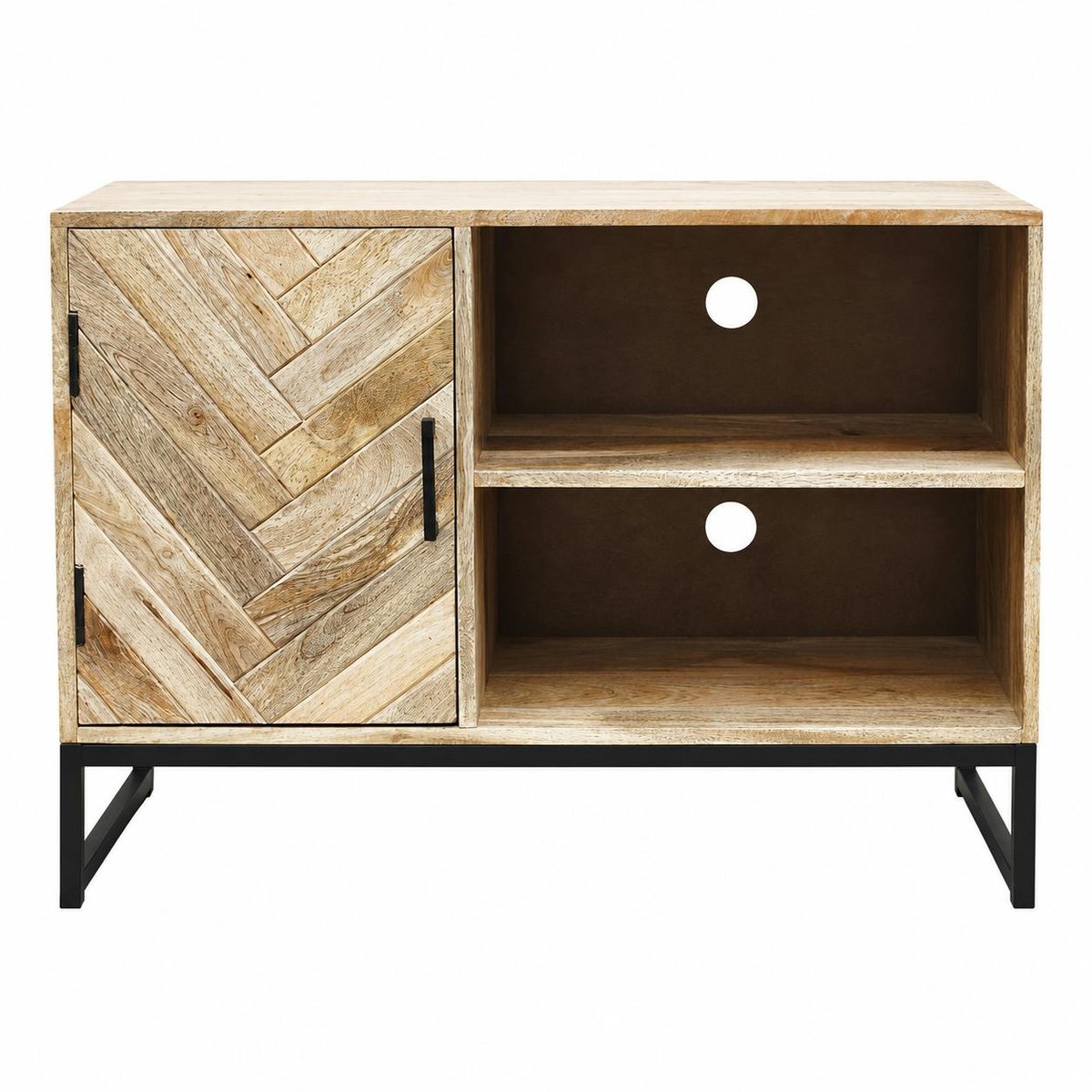 Petit meuble TV bois de manguier 1 porte BRIX bois naturel, PIER IMPORT
