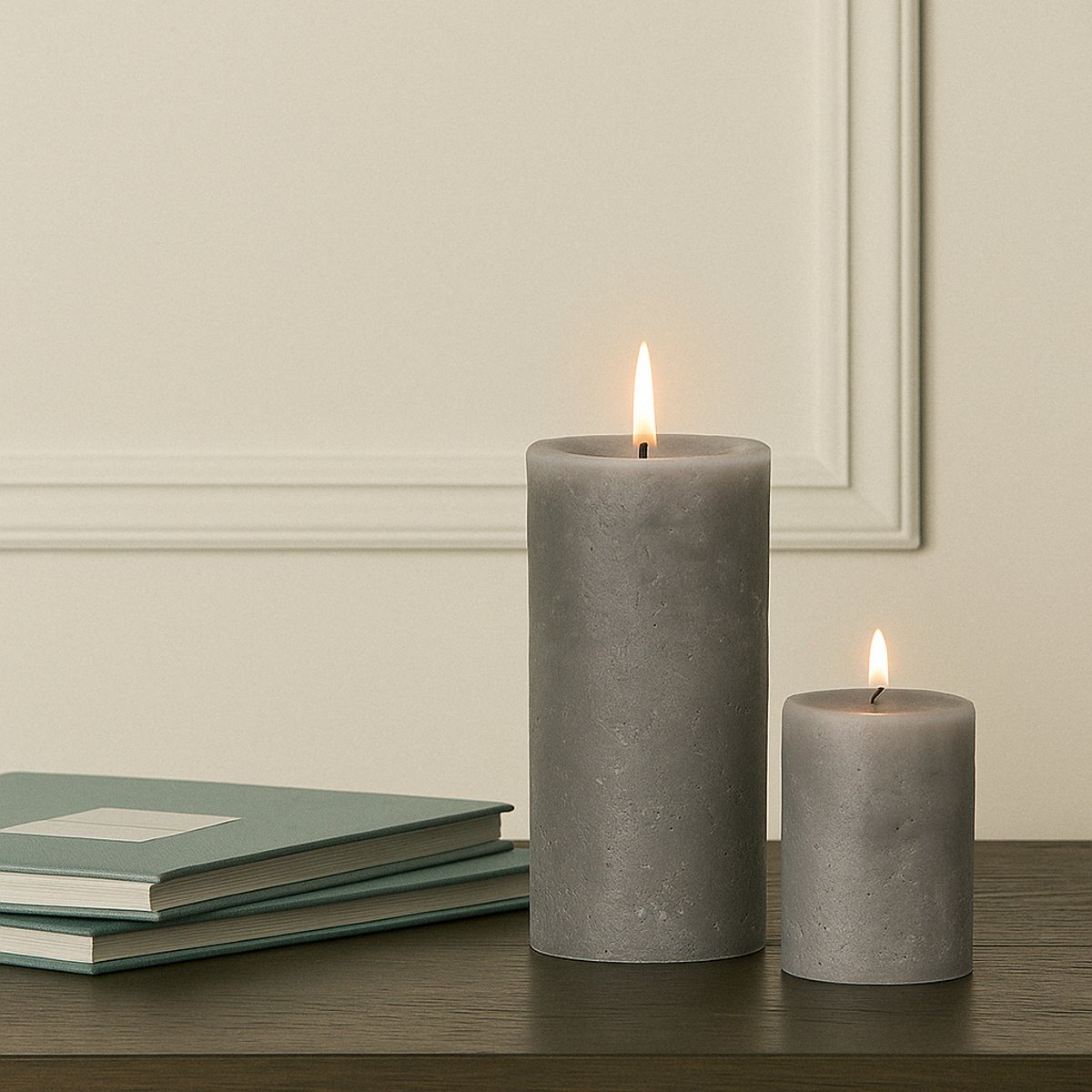 Bougie cylindrique H15 gris, SIA DECO