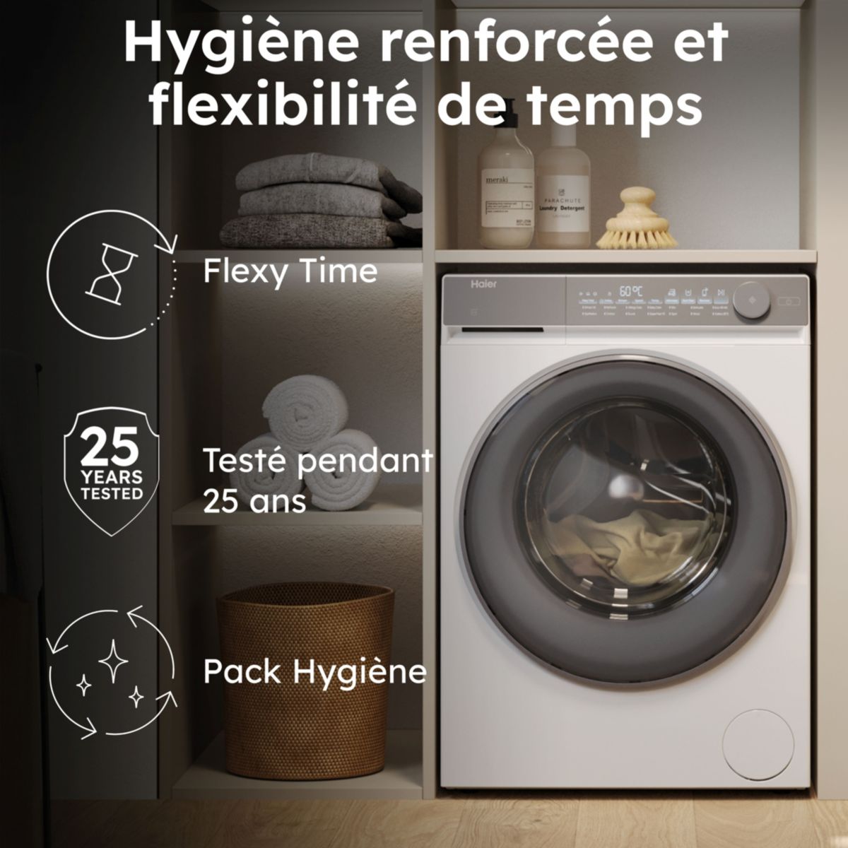 Lave linge hublot HW100-B14367GUFR couleur unique, HAIER