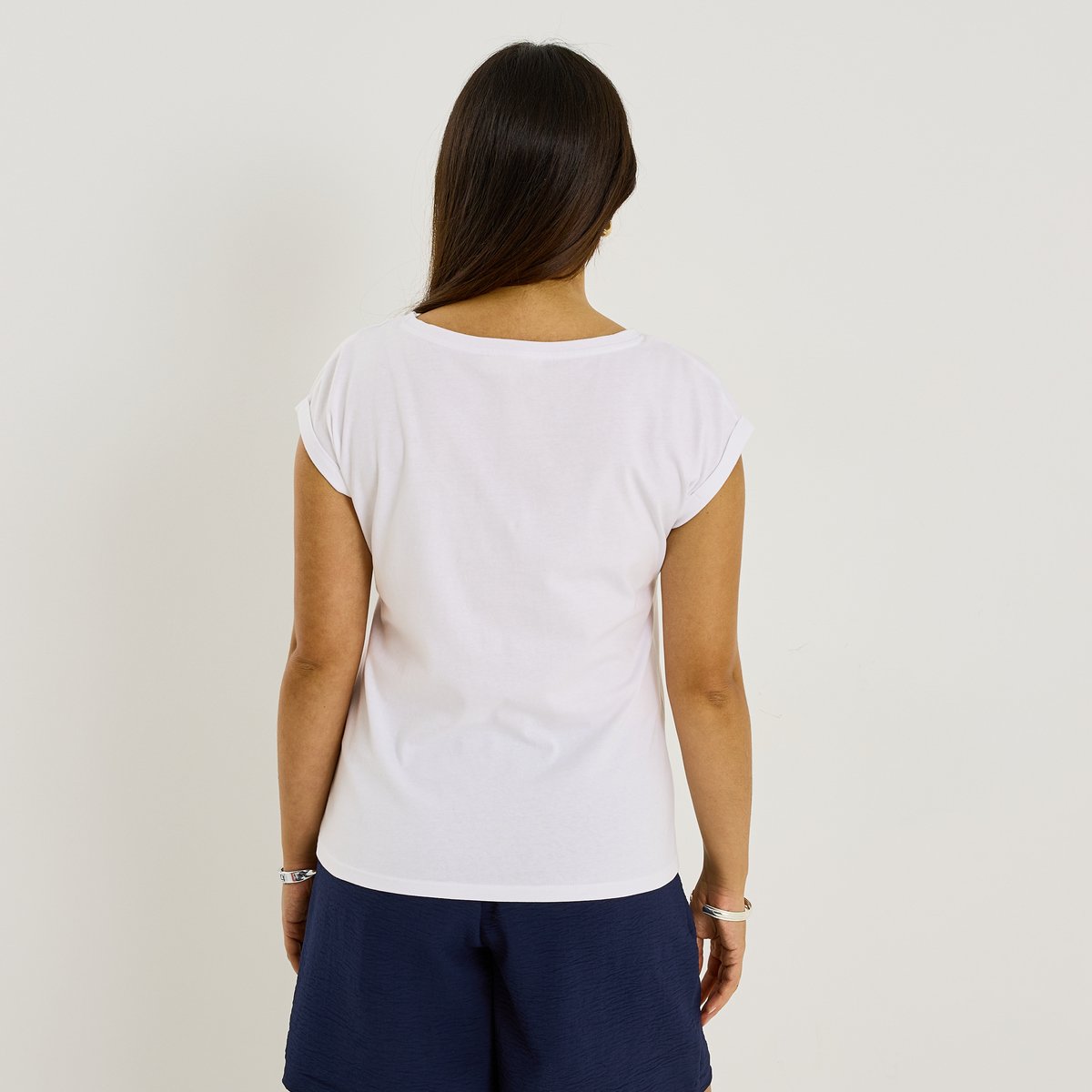 T-shirt col rond print blanc cassé blanc, GRAIN DE MALICE