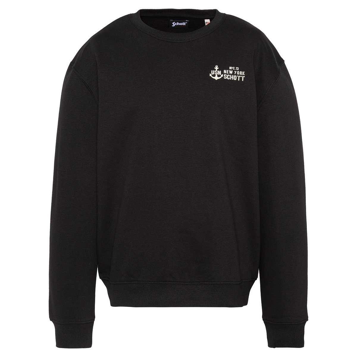 Sweatshirt col rond noir, SCHOTT