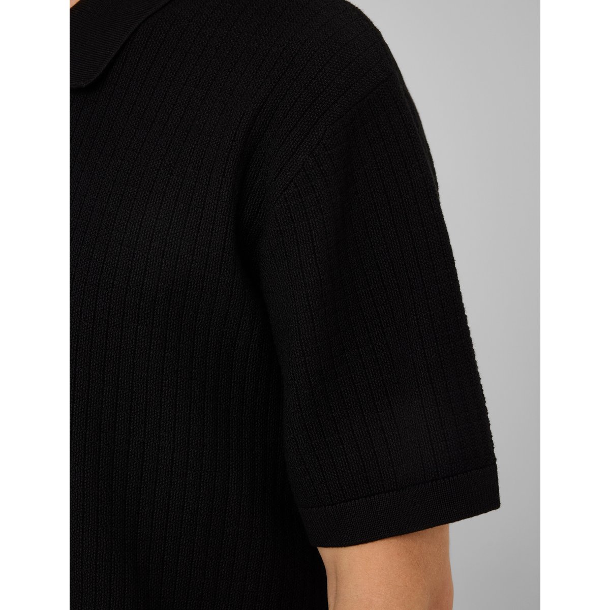 Polo maille côtelée noir, BZB