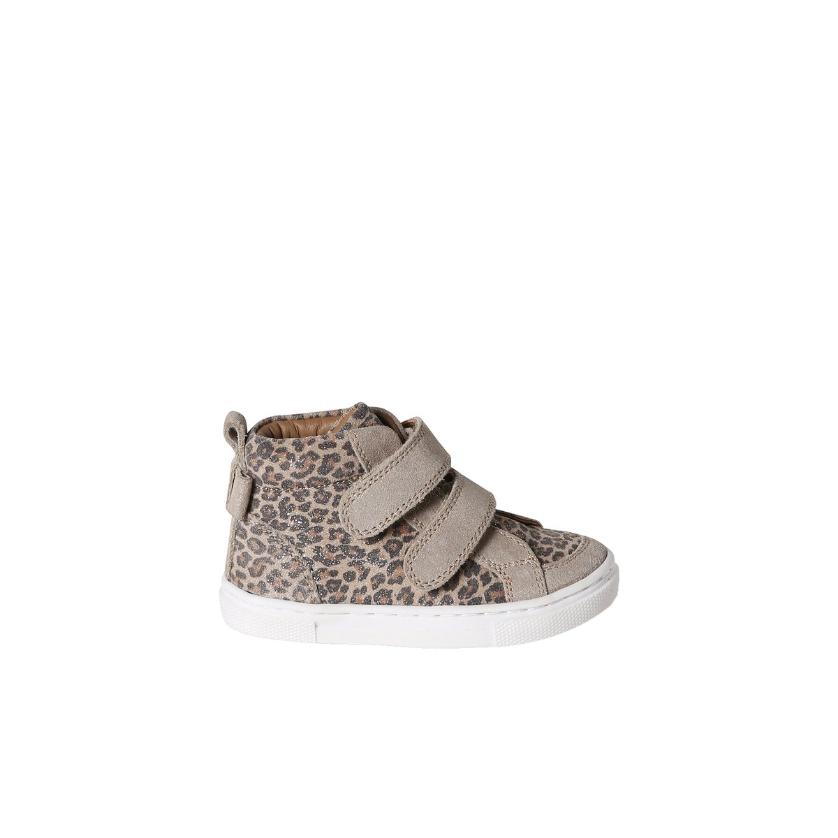 Basket cuir à scratchs beige imprimé, VERTBAUDET